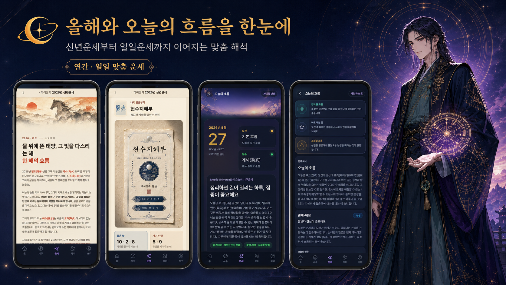 Mystic Universe 신년 일일운세 화면